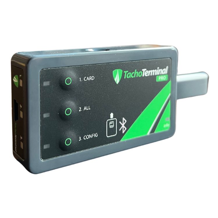 TachoTerminal PRO3 — bočni pogled z vhodom za kartico
